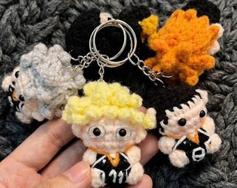 Chibi Anime Volleyball Team Crochet Keychain Set –  Bag Charm, Handmade Amigurumi Gift
