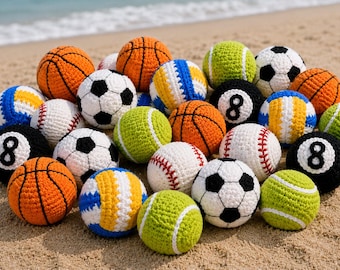 Sport Themed Crochet Ball Hacky Sack Footbag | Hand Knit Juggling Ball, ADHD Fidget Toy, Stress Relief Ball, Retro 90s Outdoor Game