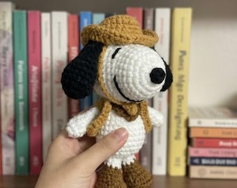 Crochet Cowboy Snoopy Doll, Amigurumi Woodstock Plush, Handmade Peanuts Fan Gift, Cute Dog Keychain, Pilot Snoopy Bag Charm