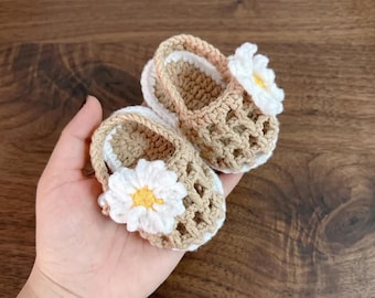Crochet Baby Sandals – Handmade Flower Open-Toe Infant Shoes, Summer Newborn Gift, Baby Shower, Soft Baby Shoes 0-16 Months