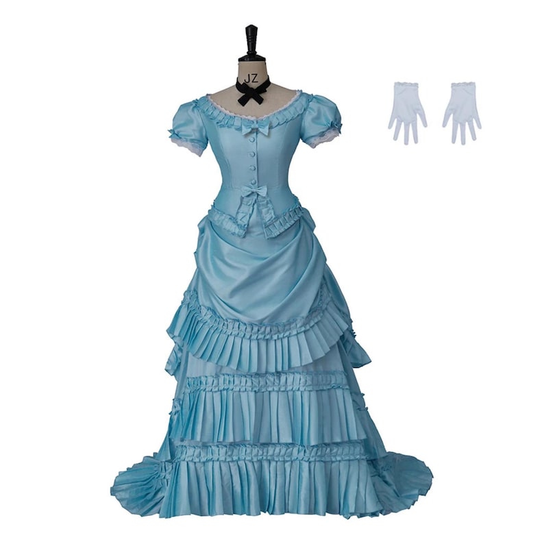 sleeping beauty blue dress Princess Aurora In With Velvet Sleeves Cosplay 2024 prom dress trends Size:06-09 Months Backless Beach Maxi Dress