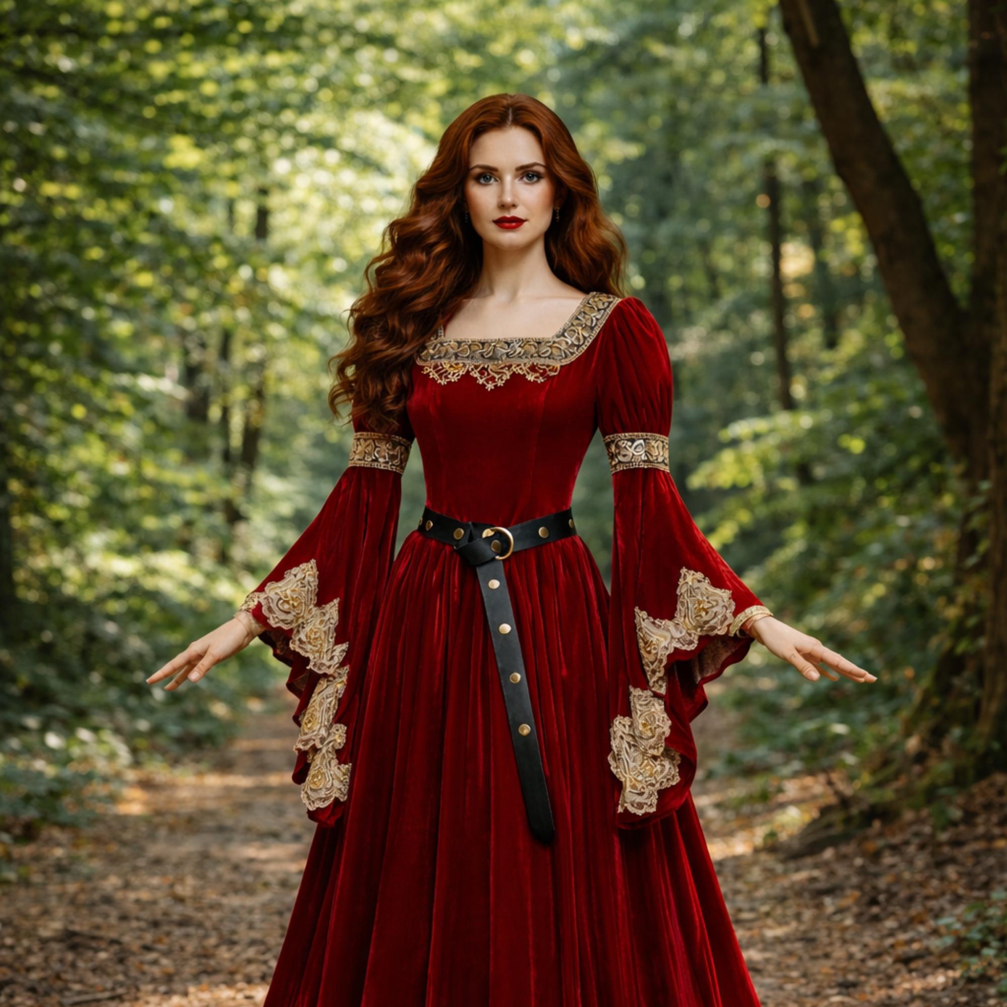 tudor corset dress Red Velvet Ren Faire Dress, Tudor Costume, Lace Up, Corset Belt, Fantasy  Ball Gown