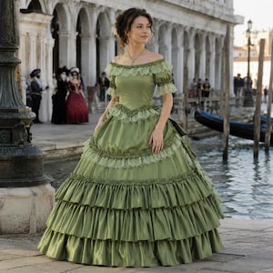 green southern belle dress One of Scarlett's beautiful southern belle dresses