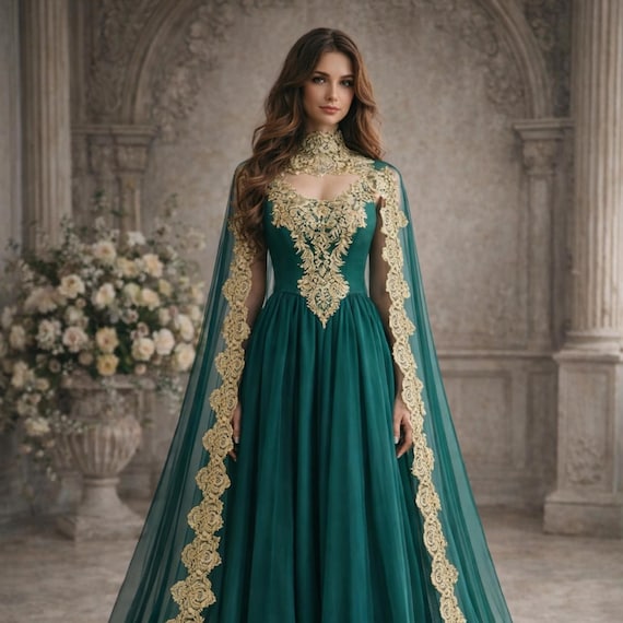 emerald green renaissance dress Elizabethan Renaissance 16th Century Forest Green Velvet Gown
