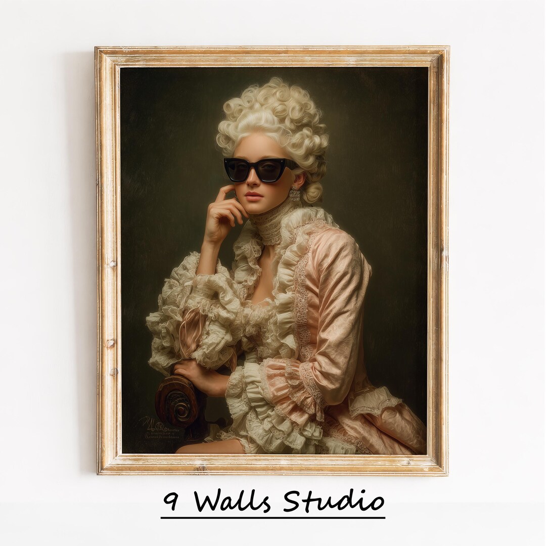 Pop Rococo Aristocratic Portrait Print – Rococo Pop Wall Art, Quirky Modern Twist ...