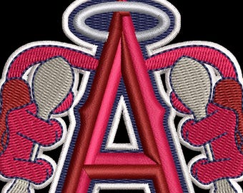Naszywka z haftem inspirowanym baseballem Angels – świąteczne logo „A” z marakasami (2,5 cala)