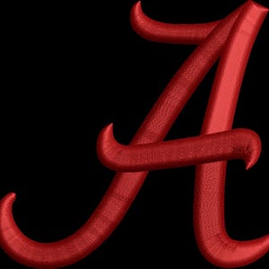 Diseño de bordado 3D con relieve y letra A – Letra atlética carmesí (6,35 cm) (Descarga digital)