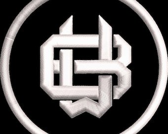 Naszywka z monogramem 3D w kształcie koła: naszywka z logo w formie splecionych liter (naszywana na żelazko)