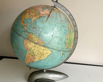 Antique New Peerless 12 inch Globe Art Deco Airplane Base Pre WWII