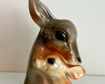 Vintage Royal Copley Doe and Fawn Planter Deer Mother and Child