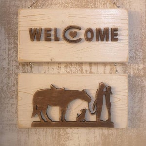 Houten welkomstbord
