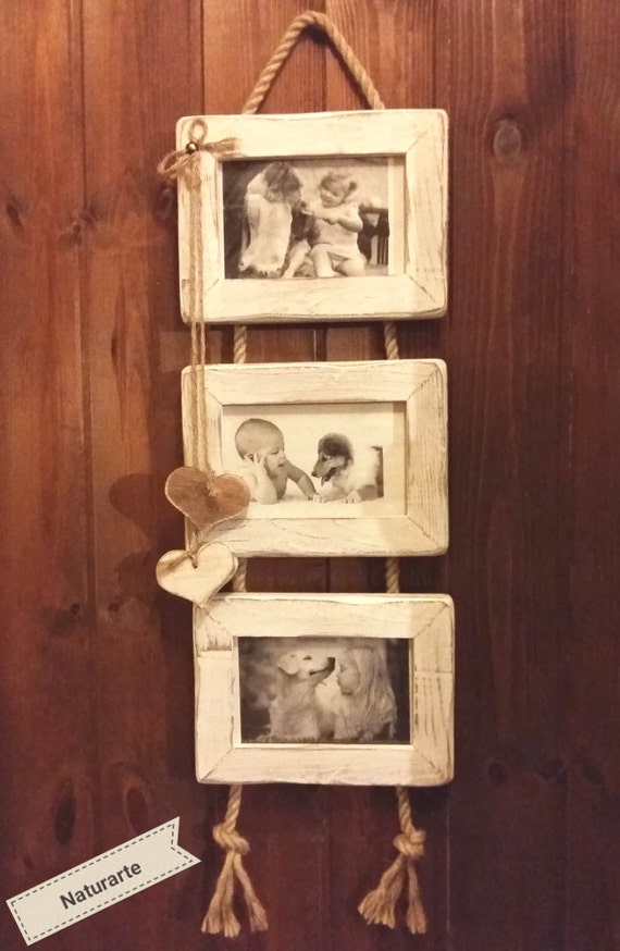 Triple picture frame with rope Etsy