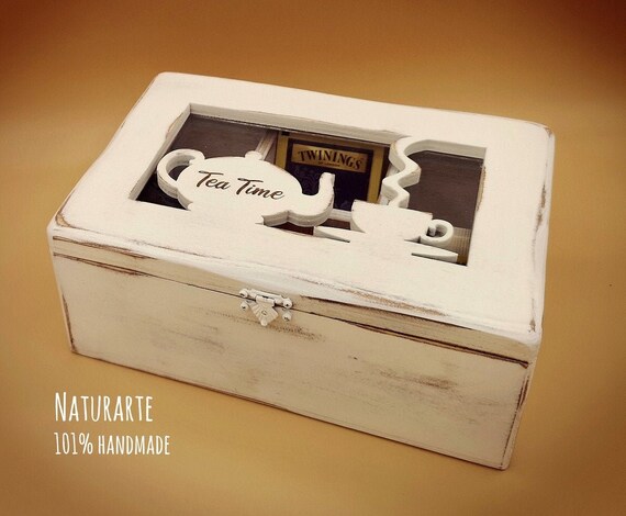 TOWEBOORY Scatola da tè, Cassetta Porta Tisane in Legno Organizzatore per Bustine tè Salva Aroma con 5 Scomparti e Finestra Trasparente per Bustine e Foglie (30 * 10 * 9cm) (A