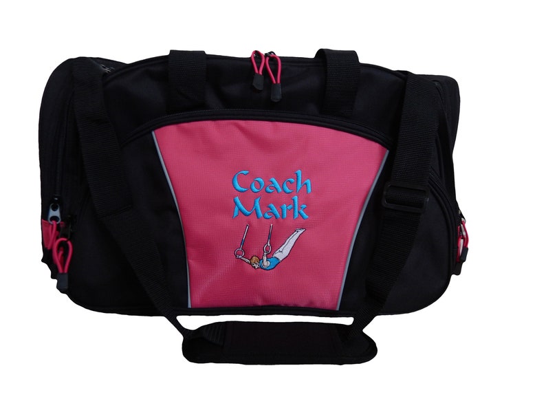 Duffel Bag Personalized Gymnast Mens Boys Rings Gymnastics Dance Floor Exercise Sports Luggage Monogrammed Coach Gift Duffle Monogram Tropical Hot Pink