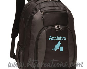 Backpack Personalized Cowgirl Horse Equestrian Barrel Racing Rodeo Equine Training Competition Monogrammed Embroidered Bag
