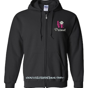 Veterinärtekniker Veterinär Valpkärlek Tassavtryck Hund Hund Personlig Broderad Unisex Dragkedja Hoodie Storlekar S-4XL