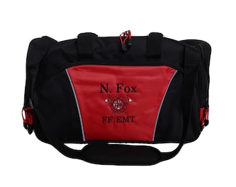 Duffel Bag Red Personalized Maltese Hat Paramedic Fireman Firefighter EMT EMS Captain Fire Rescue Fire Fighter Medic Gift FF Only 5 Left
