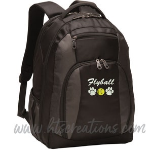 Backpack Personalized Dog Flyball Tennis Ball Paw Prints Training Competition Canine K9 Puppy Sport Agility Monogrammed Embroidered Bag