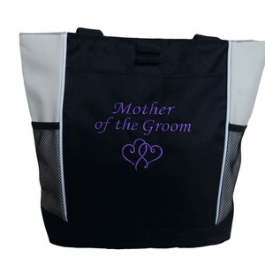 Tote Bag Personalized Bride Bridesmaid Double Interlocking Hearts Wedding Mother in Law Bridal Party Flower Girl Honeymoon Gift Appreciation