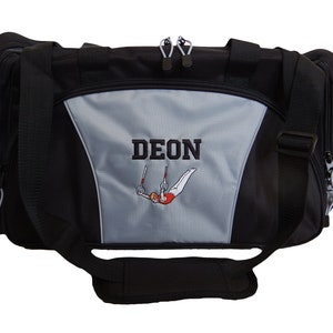 Duffel Bag Personalized Gymnast Mens Boys Rings Gymnastics Dance Floor Exercise Sports Luggage Monogrammed Coach Gift Duffle Monogram Grey