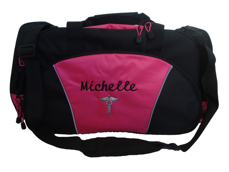 Duffel Bag Personalized Nurse Medical Gold Caduceus Serpent RN Etsy