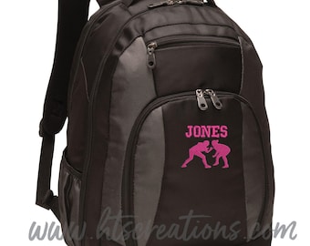 Personalized GIRL WRESTLING Backpack – Wrestler, Grappler, Athlete, Wrestling Team, Gym Bag, Custom Embroidered Travel Backpack