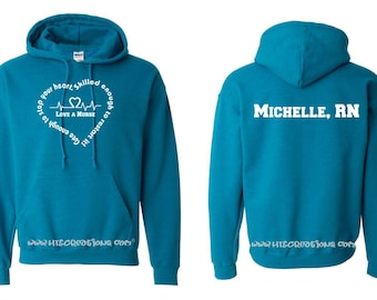 Sjuksköterska med RN, LVN, BSN, LPN, CNA, RT, Medic, Sjuksköterska, Söt, Tillräckligt, Stoppa ditt hjärta, Skicklig, Anpassad, Personlig Text, Unisex Hoodie, Pullover, Sweatshirt, 2xl, 3xl, 4xl