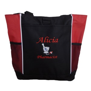 Sac fourre-tout Pharmacien personnalisé Pharmacie RX Pharm D Infirmière RN Mortier Pestal Pills Salle d’urgence Service des soins infirmiers Shopping Monogrammé