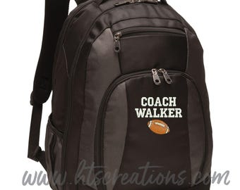 Backpack Personalized FOOTBALL FLAG Team Coach Sports Monogrammed Embroidered Bag Travel Luggage