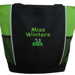 Tote Bag Personalized Frog Reptile Biology School Dance Sports Baby Diaper Mom Shower Science Teacher Daycare Gift Travel Luggage