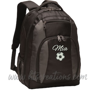 Backpack Personalized Soccer Sports Monogrammed Embroidered Bag with Water Bottle Holder