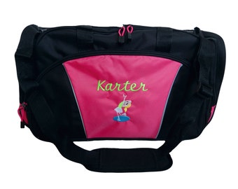 Duffel Bag Personalized Ice Skater Skating Girl Stick Figure Princess Cute Luggage Monogrammed Hockey Dance Skate Sports Travel Mom Team