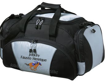 Duffel Bag Personalized Horse Jockey Track Equestrian Racing Gift Mom Sports Luggage Monogrammed