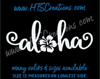 Aloha Hibiscus Lei Palavras Havaí Havaiano Vinil Decalque Laptop Carro Barco Espelho Caminhão Prancha de Surf Vanity Beach Tumbler Cup VALOHAHIBISCUS1
