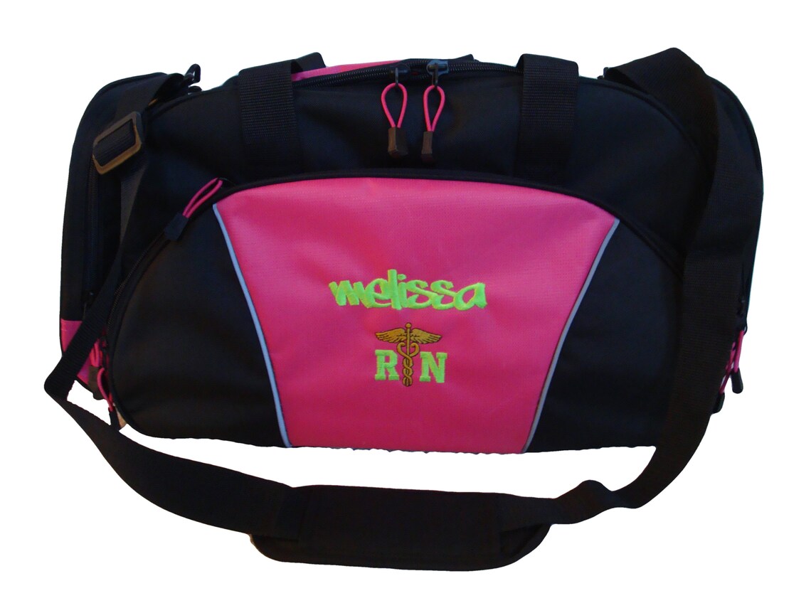 Duffel Bag Personalized Nurse Medical Gold Caduceus Serpent RN Etsy