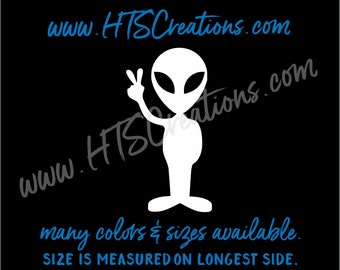Alien Peace Head Extraterrestial Area 51 UFO Outer Space Vinyl Decal Laptop Car Boat Mirror Truck Mirror Cell Phone Thermos VALIENPEACE1