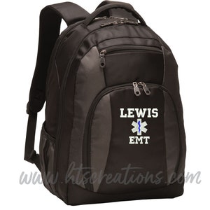 Backpack Personalized Star of Life Serpent Fire Rescue EMT EMS Medical Paramedic Medic Emergency 911 Dispatcher Emt-B Firefighter Fireman