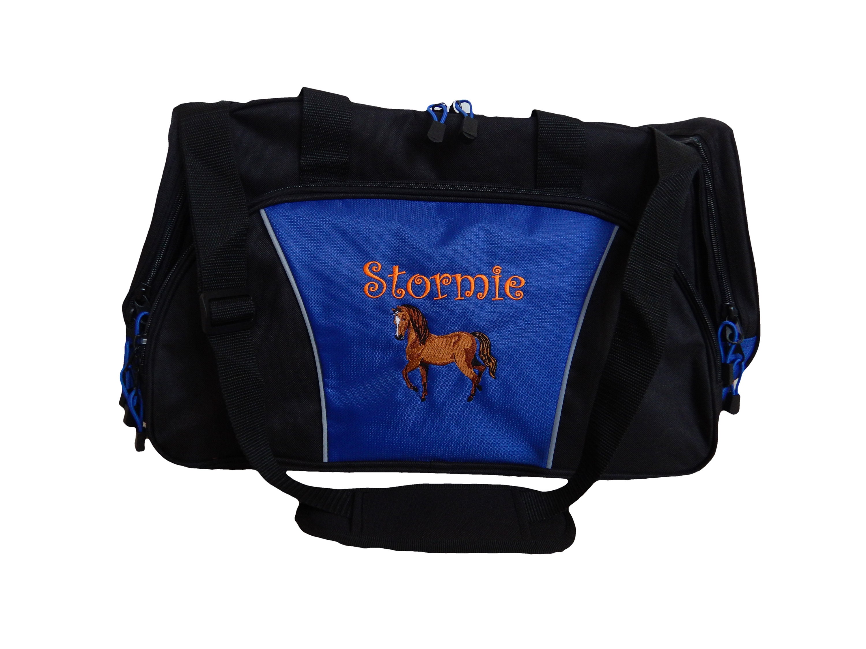 Duffel Bag Personalized Horse Brown Equestrian Vet Veterinary Luggage Monogrammed Hot Pink Royal Blue Red Grey Hunter Green