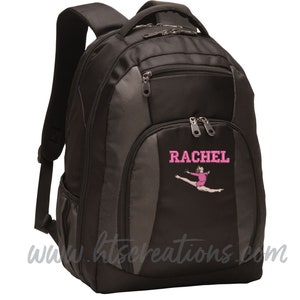 Backpack Personalized Gymnast Gymnastics Leaping Floor Exercise Dance Sports Coach Gift Appreciation Monogrammed Embroidered Bag