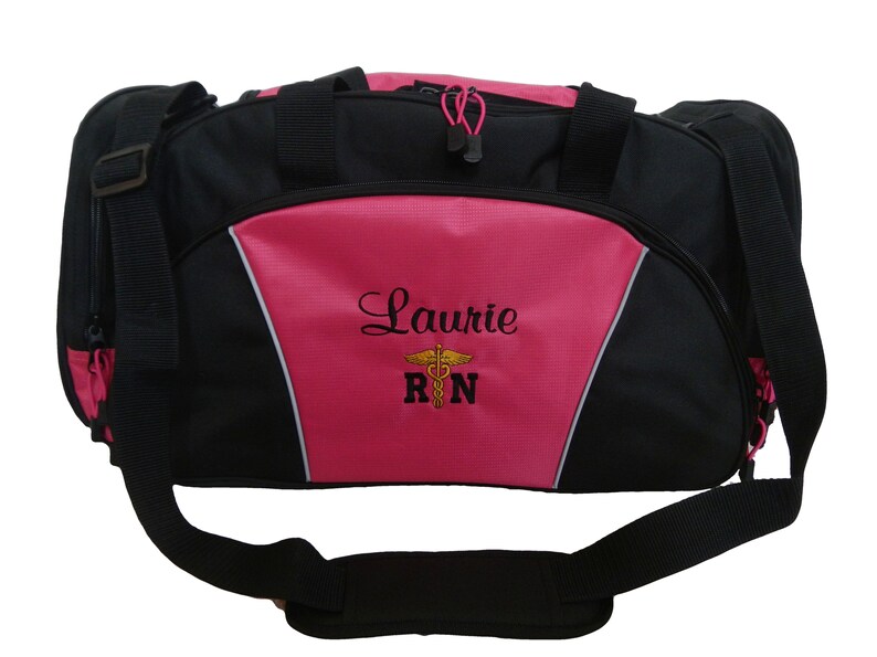 Duffel Bag Personalized Nurse Medical Gold Caduceus Serpent RN Etsy