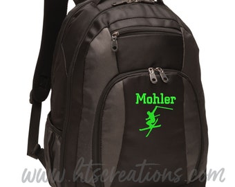 Backpack Personalized Ski Extreme Downhill Skiing Slope Snow Sports Monogrammed Embroidered Bag
