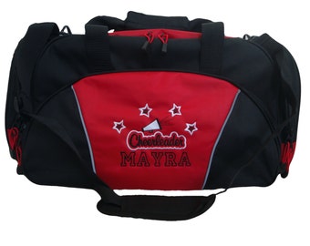 Duffel Bag Personalized Cheer Cheerleading Stars Swirl Bullhorn Cheerleader Dance Poms Drill Team Luggage Monogrammed Team Mom Sports Travel