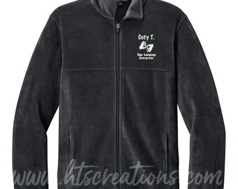 FLEECE Full Zip Plush Jacket Sign Language Interpreter ASL SLP Speech Language Pathologist Personalized Men Unisex or Woman Sizes