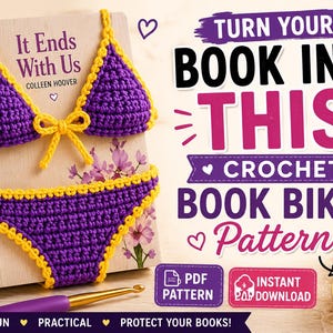 Book Bikini Crochet Pattern | Easy Book Cover | Step by Step Tutorial for Beginners (English PDF)