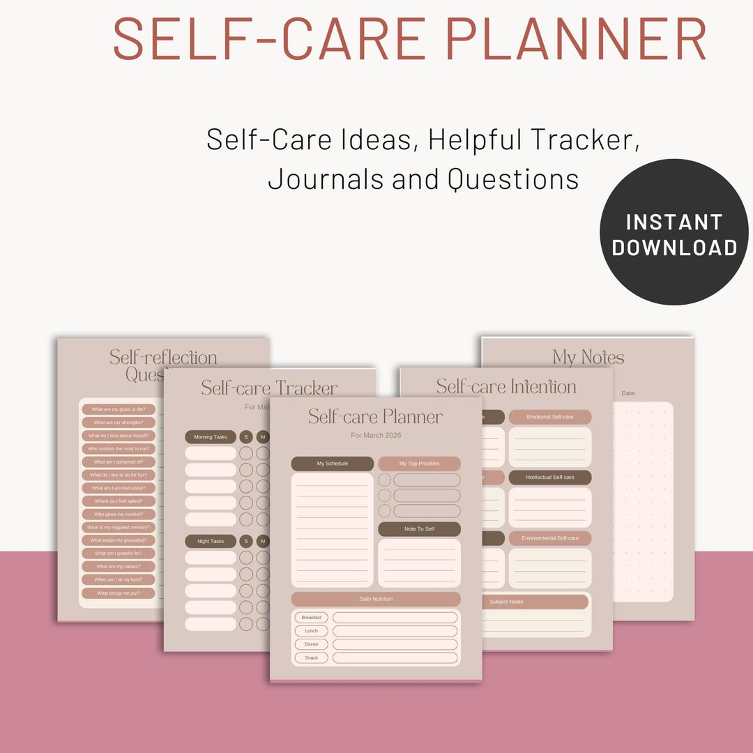 Self Care Planner Printable PDF| Minimalist Wellness Journal | Mental ...