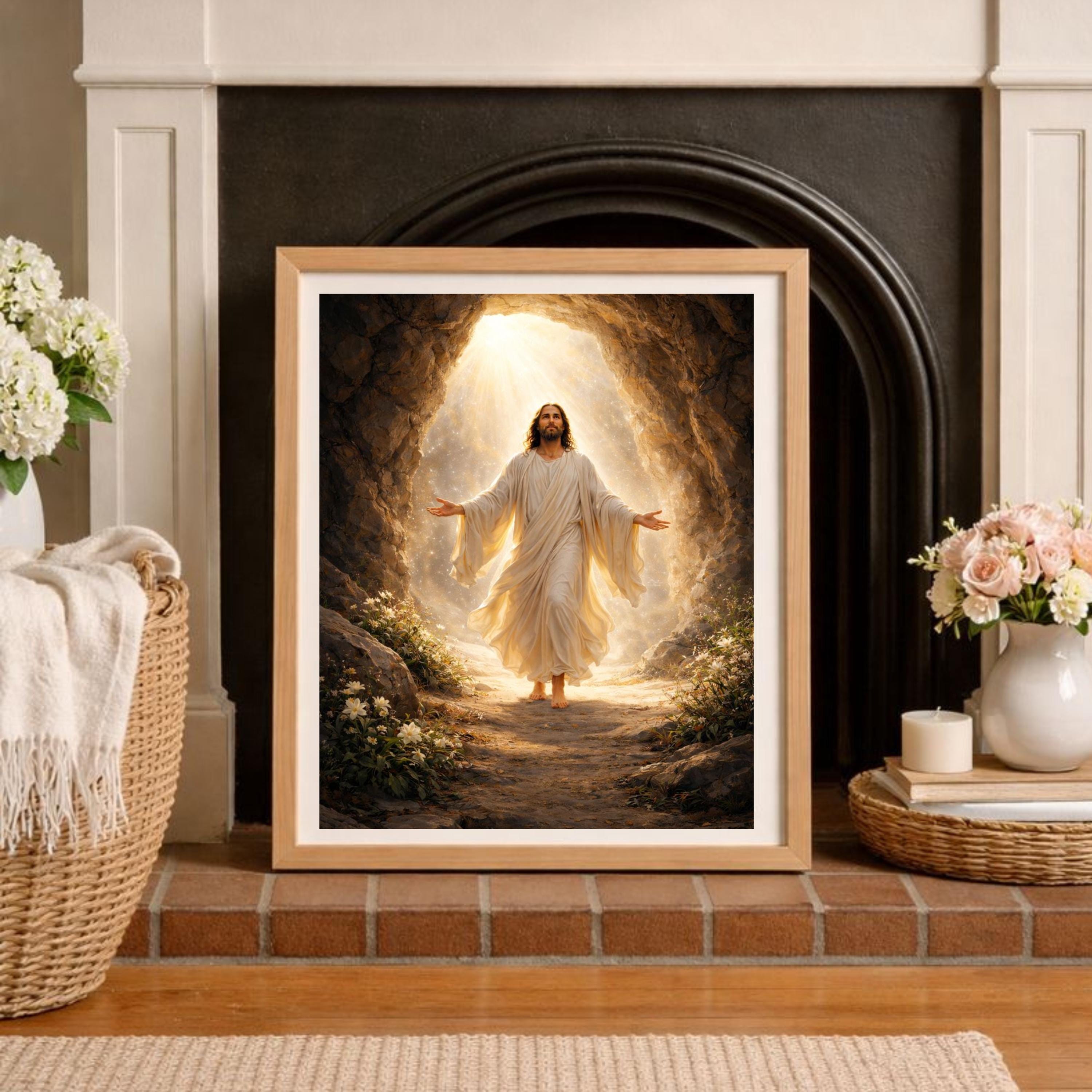 Jesus Christ Resurrected Wall Art Print, Easter Resurrection Christian ...