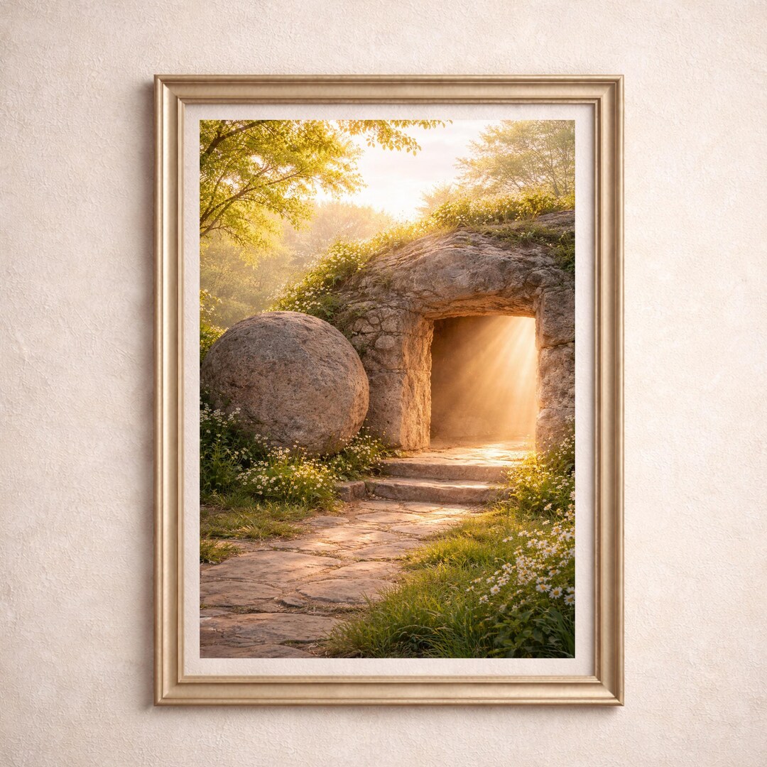 Empty Tomb Easter Wall Art Printable, Resurrection Morning Christian ...