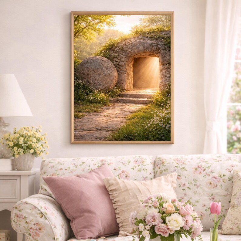 Empty Tomb Easter Wall Art Printable, Resurrection Morning Christian ...