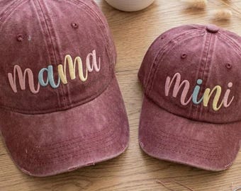 Embroidered Matching Hat, Mama and Mini Set, Vacation Cap for Family