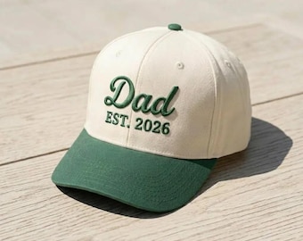 Dad Est 2026 Embroidered Baseball Cap, Vintage Style New Dad Hat